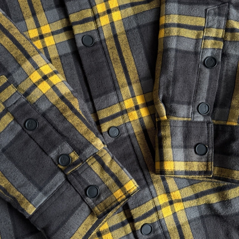 Volcom Insulated Riding Snow Flannel Shirt Jacket, Mens Medium Yellow Black - Picture 8 of 12